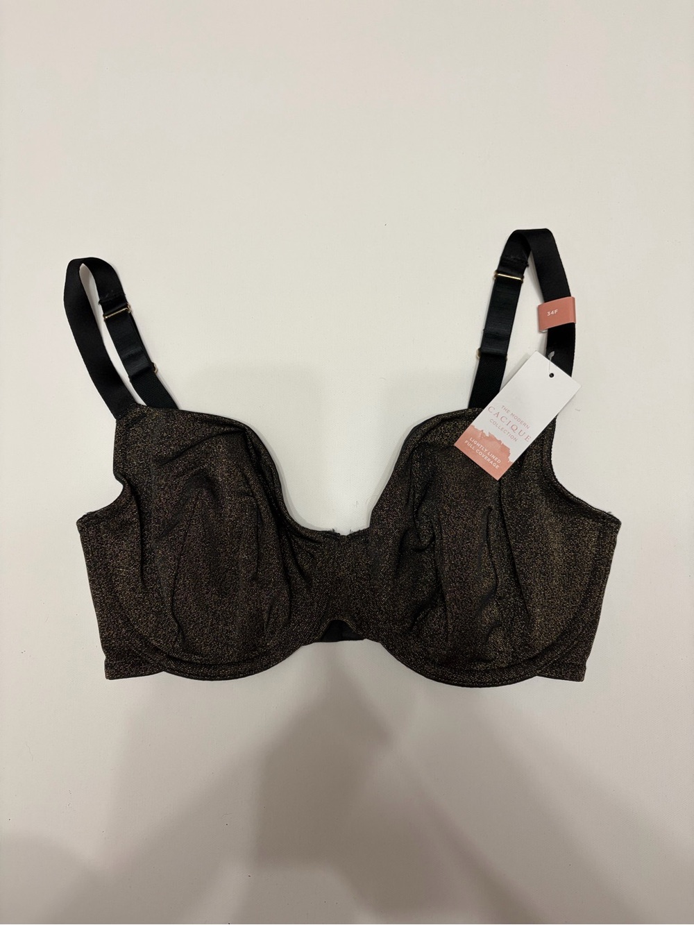 Cacique Shimmery Black Underwire Balconette Bra